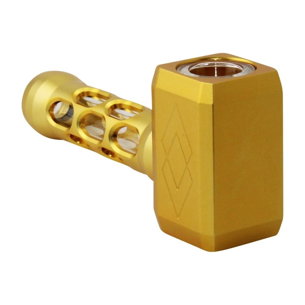 4.5″ Thor’s Hammer Aluminum Alloy Metal Hand Pipe Tobacco Smoking Bowl Pipe Gold