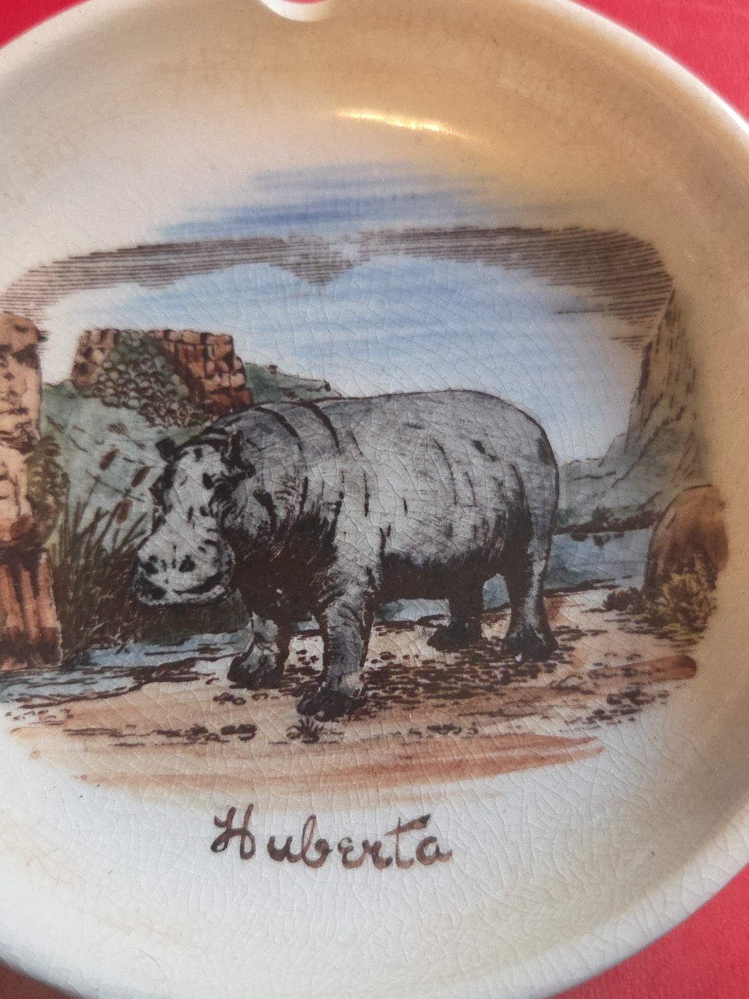 Vintage Ashtray Ceramic Of Humberta the Hippo Kaffrarian Museum South Africa