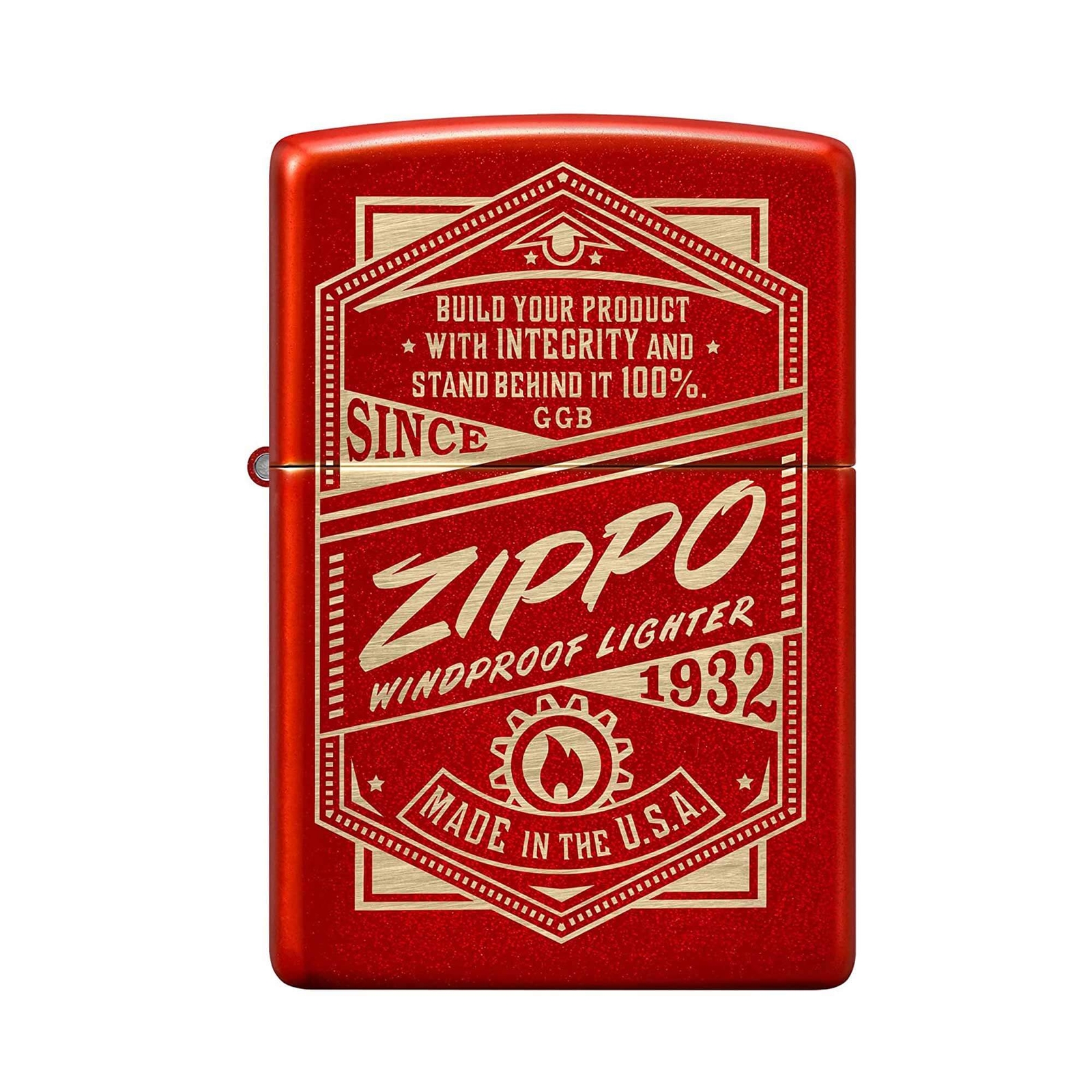 Zippo Pocket Lighter Metallic Red It Works Design Brass Material Windproof 48620