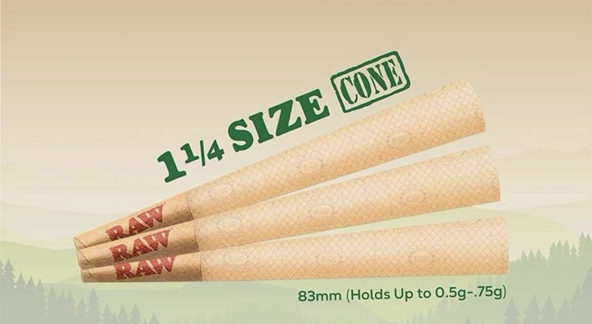 RAW cone Classic 1 1/4 size Pre-Rolled Cones(100PK)+philadelphia tube