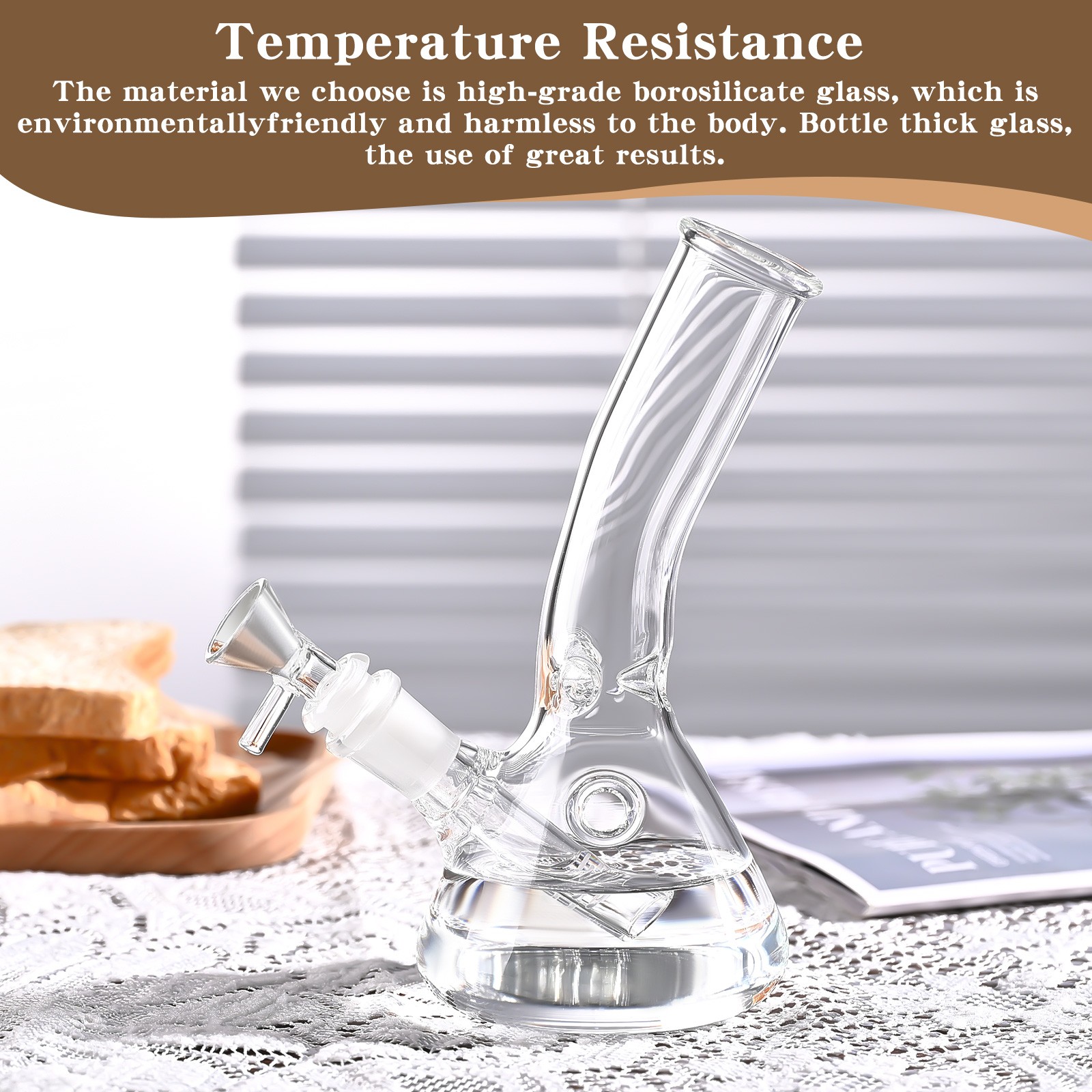 8 In Glass Bong Heavy Duty Glass Beaker Bong Water Pipe with 14mm Bowl & Screen