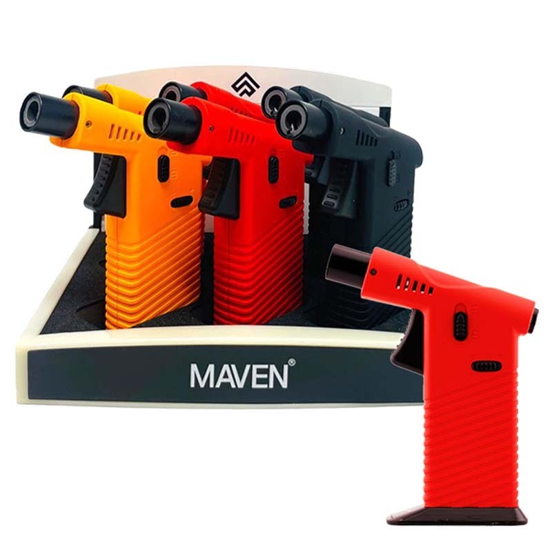 Maven Cannon Torch Lighters 6 Pack Display Windproof Jet Flame Refillable