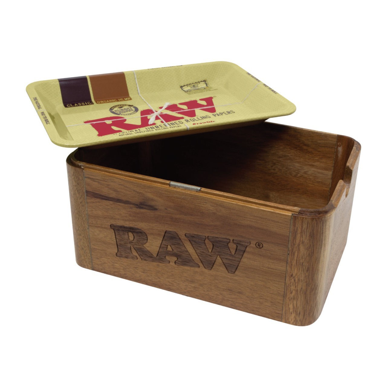 RAW wood CACHE storage box – Magnets Hold Tray on (box + tray)