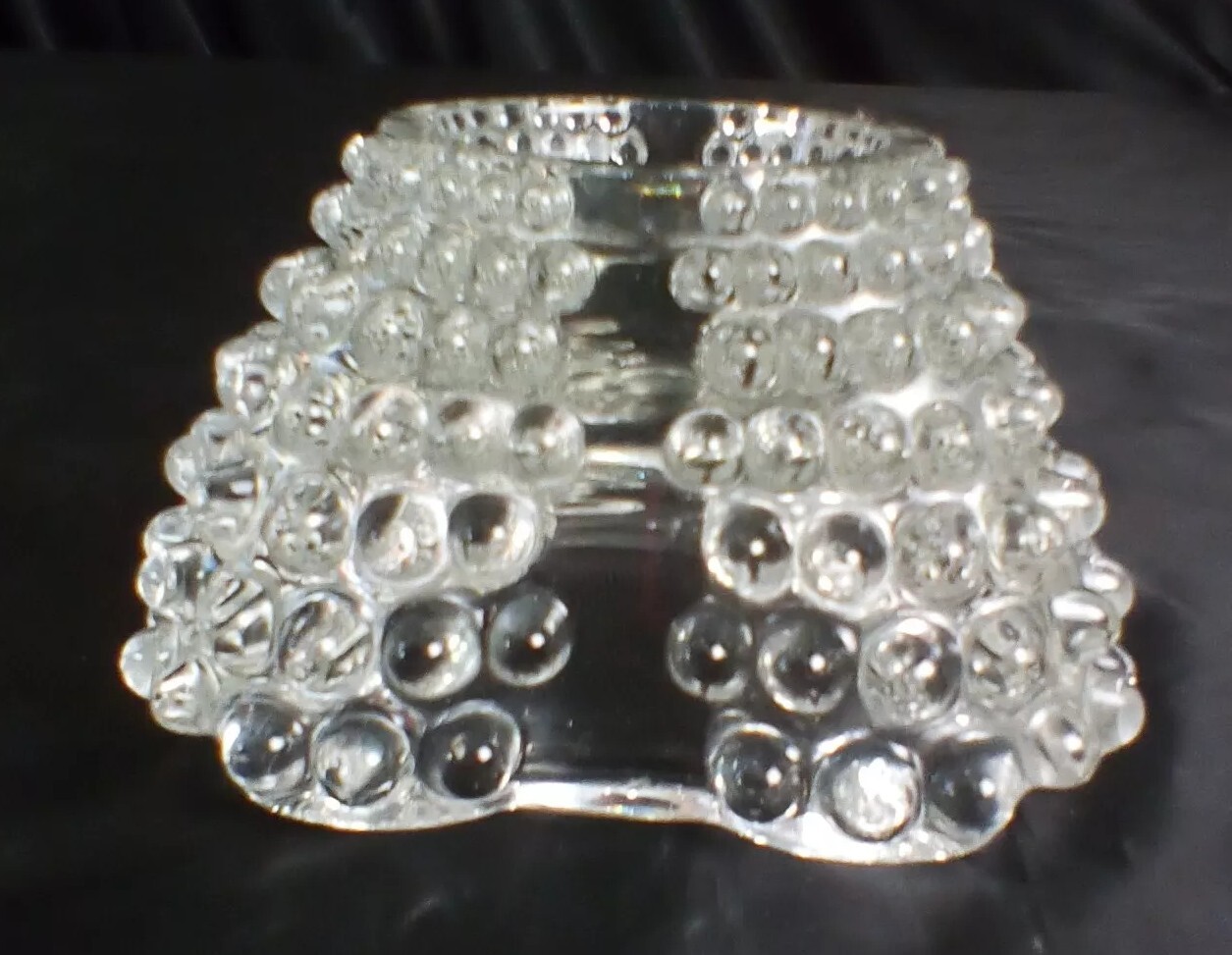 Vintage Clear Glass Hobnail Cigar Ashtray 5″ Wide 3″ Tall 2.27lbs MCM