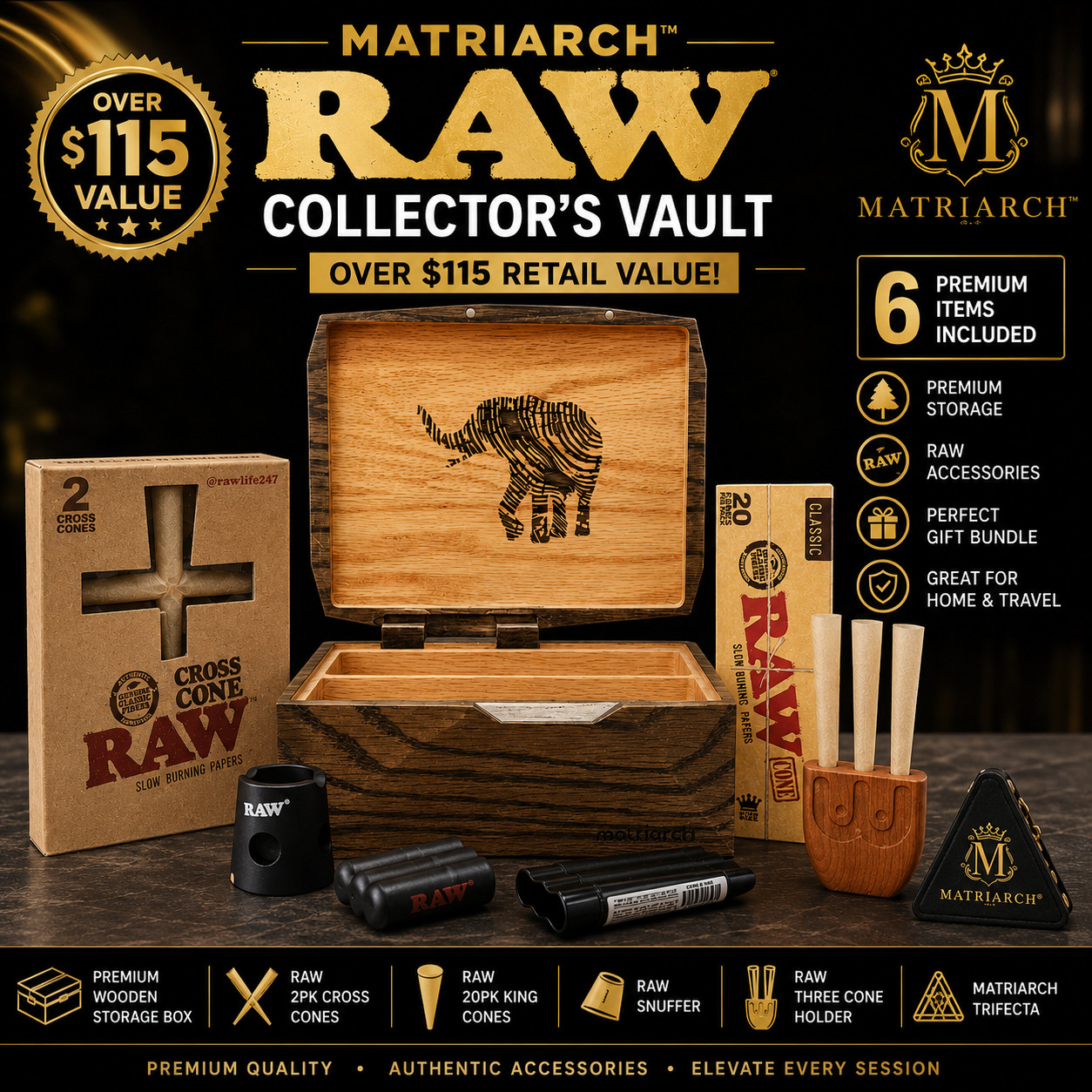 RAW Executive Bundle – Matriarch Premium Storage Box + RAW Accessories