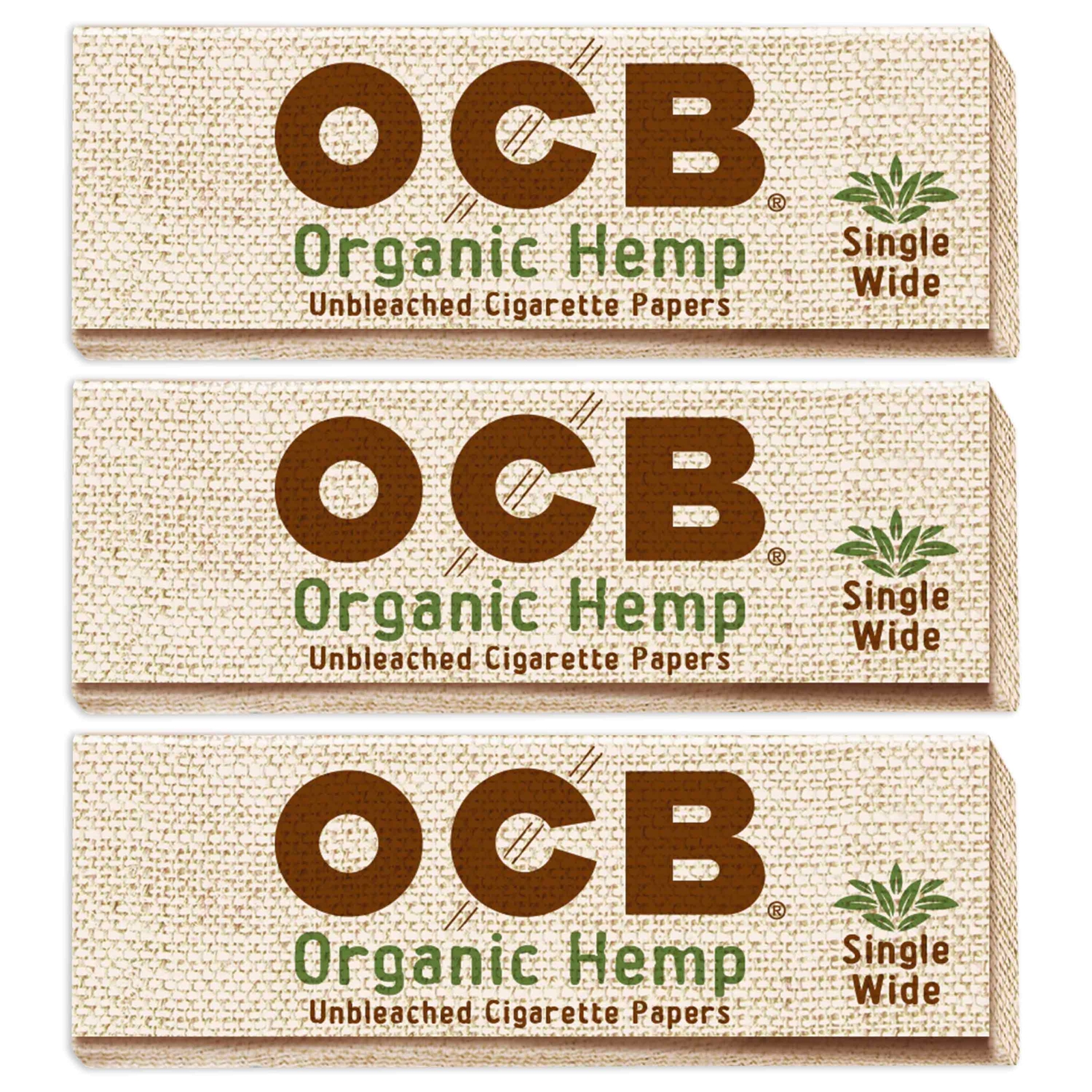 OCB Organic Hemp Single Wide (1.0) Cigarette Rolling Papers (3 Booklets)