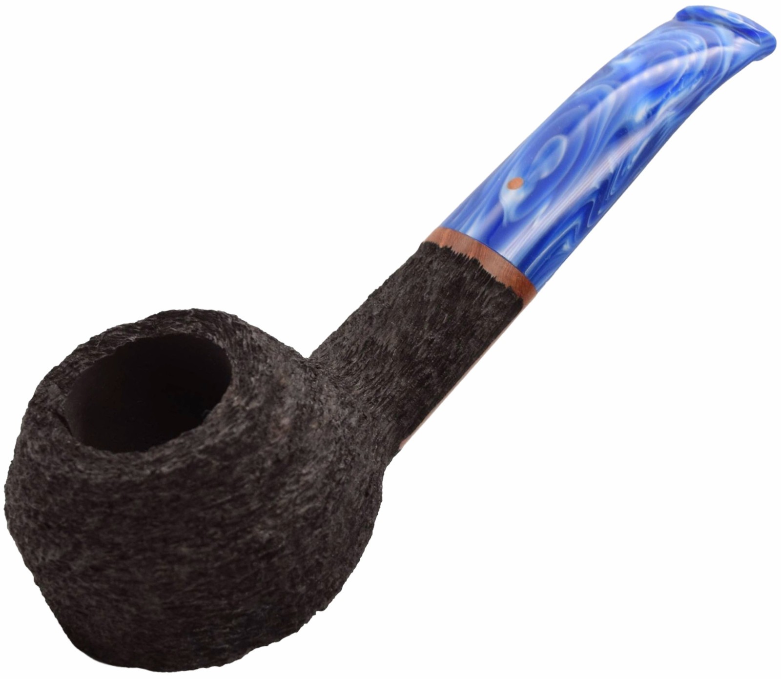 Paronelli “Contatto” Black Sandblast Finish Medium Curved Author Briar Pipe