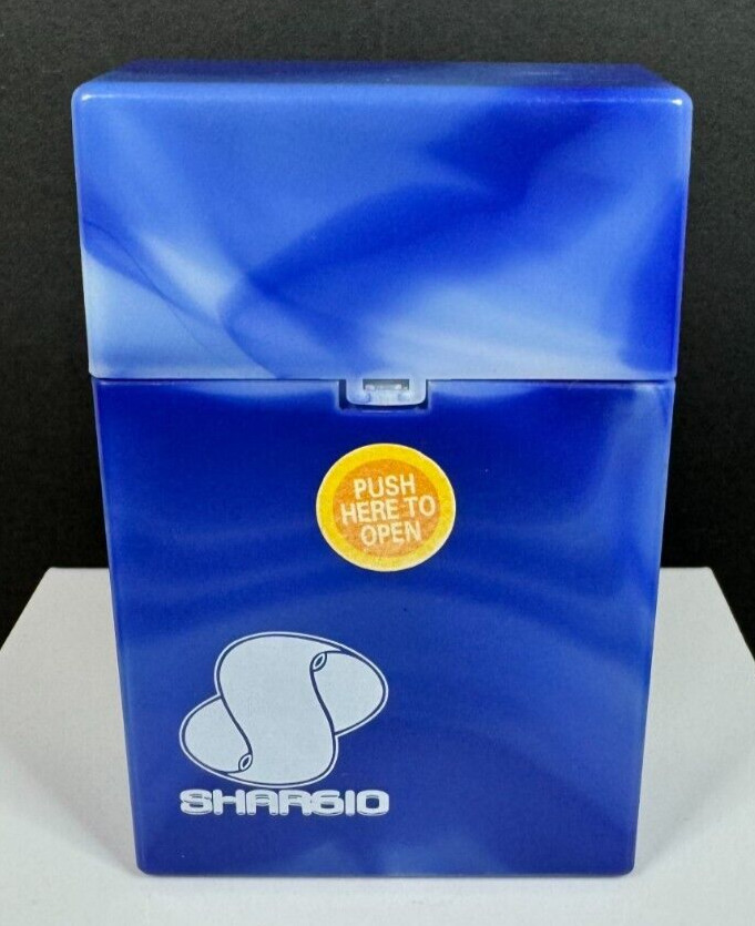Vintage SHARGIO Blue Marble 2 Piece Hinged Hard Plastic Cigarette Case