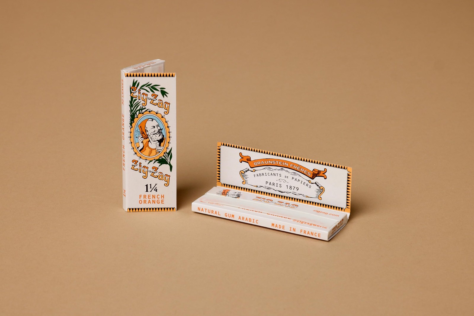 Vintage French Orange Rolling Papers Slow Burning 1 1/4 Size 5 Pack for Smoking