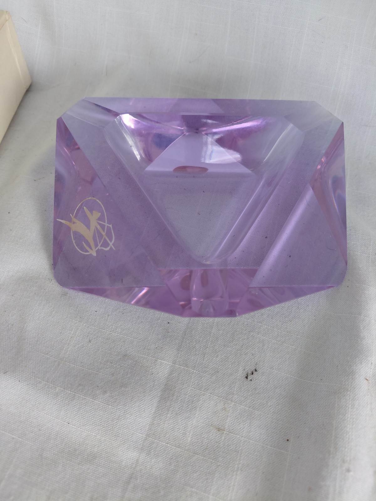 CRYSTAL ASHTRAY 1967 AIR- INDIA DESIGNED by SALVADOR DALI ORIGINAL BOX GREECE