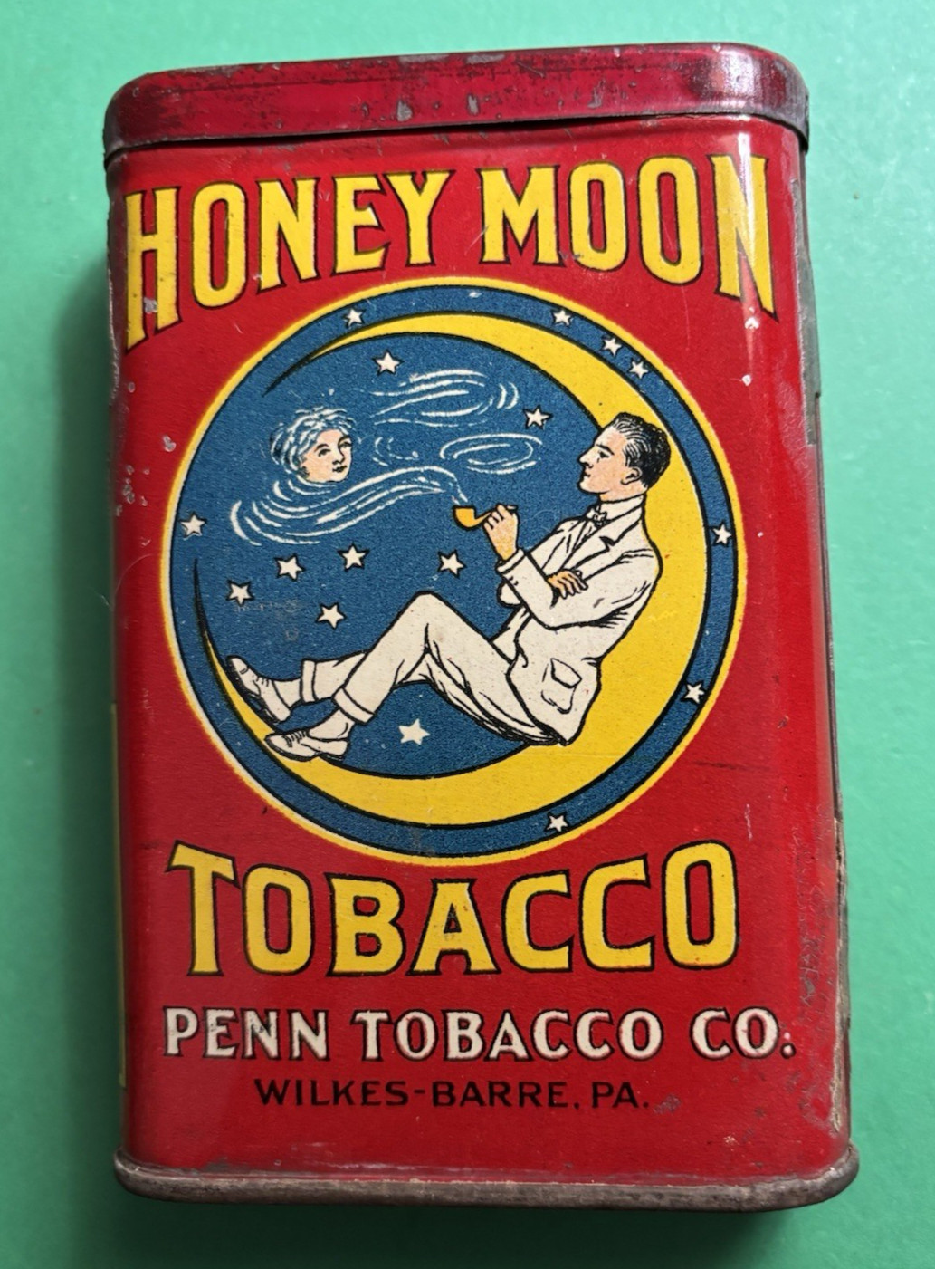 Honey Moon Man On Moon Tobacco Vintage Pocket Tin Nice Condition
