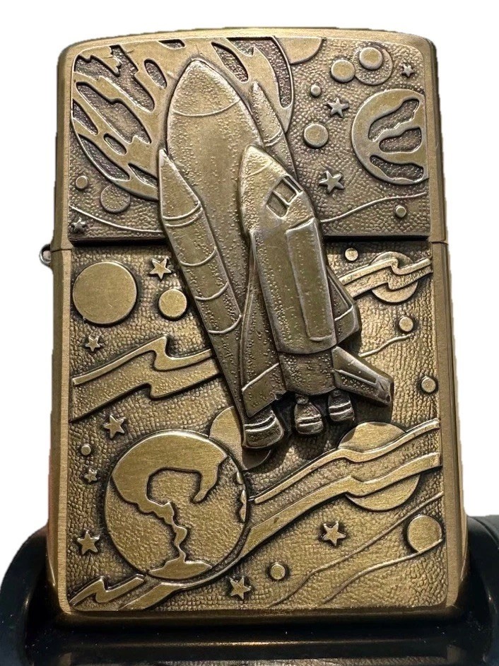 VTG 2000 Zippo Barrett Smythe Space Shuttle Surprise Trick Lighter Brass Unfired