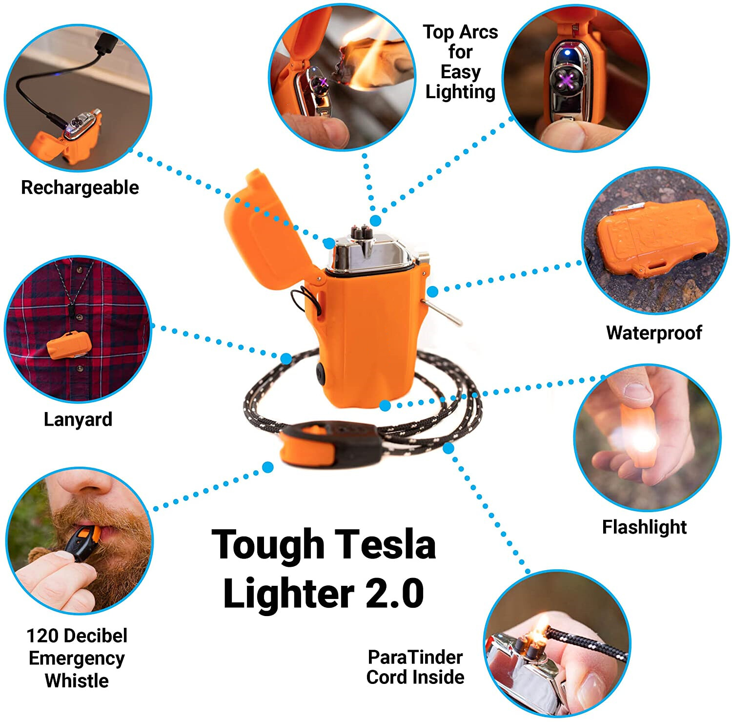 Waterproof Electric Lighter Dual Arc Plasma Flameless Windproof USB Rechargeable