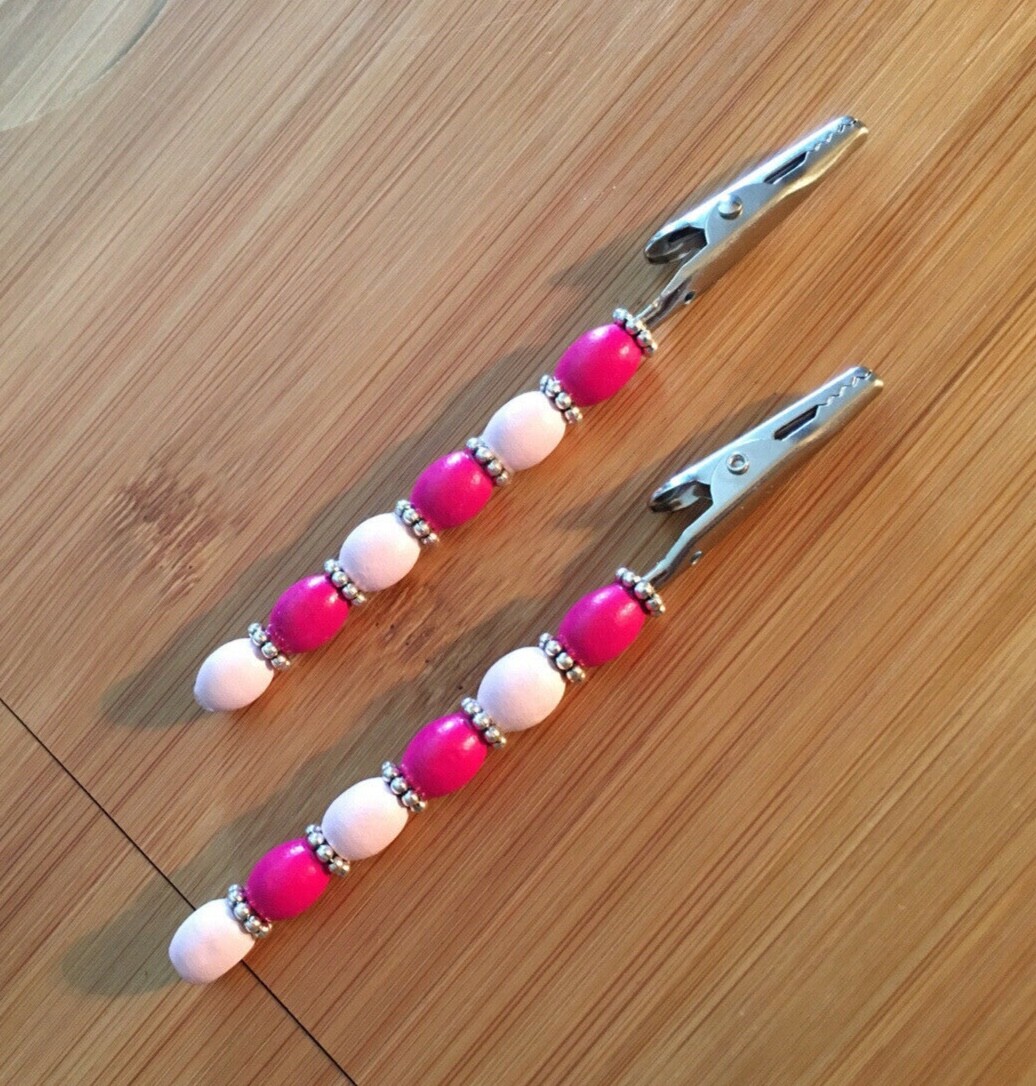 Bug’s Homemade Beaded Designer Roach Clip 4” Long – Pink/Silver