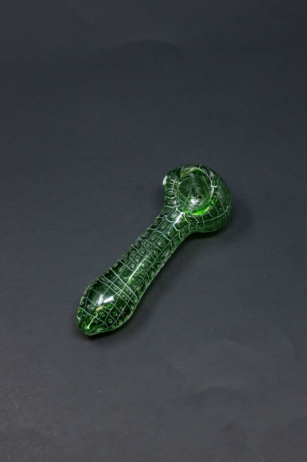 5″ Green Web Design TOBACCO Thick Glass Hand Smoking Pipe w/ Carb Hole