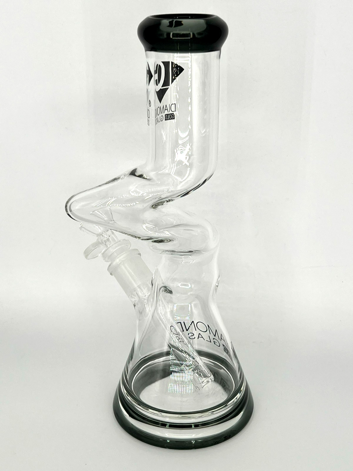 10″ DIAMOND GLASS ZONG ZIG ZAG BEAKER BONG PIPE BOROSILICATE THICK GLASS-2 GIFTS
