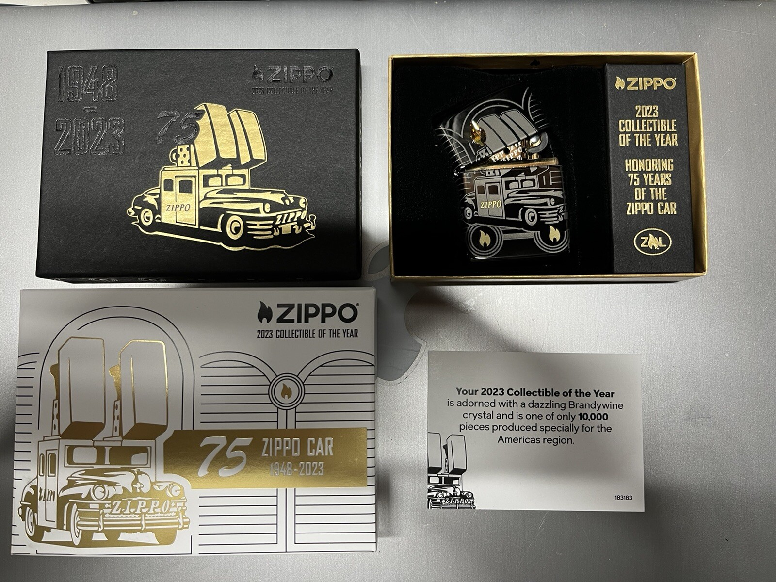 2023 ZIPPO CAR COLLECTIBLE OF THE YEAR 75TH ANNIVERSARY ZIPPO LIGHTER LIMITED ED