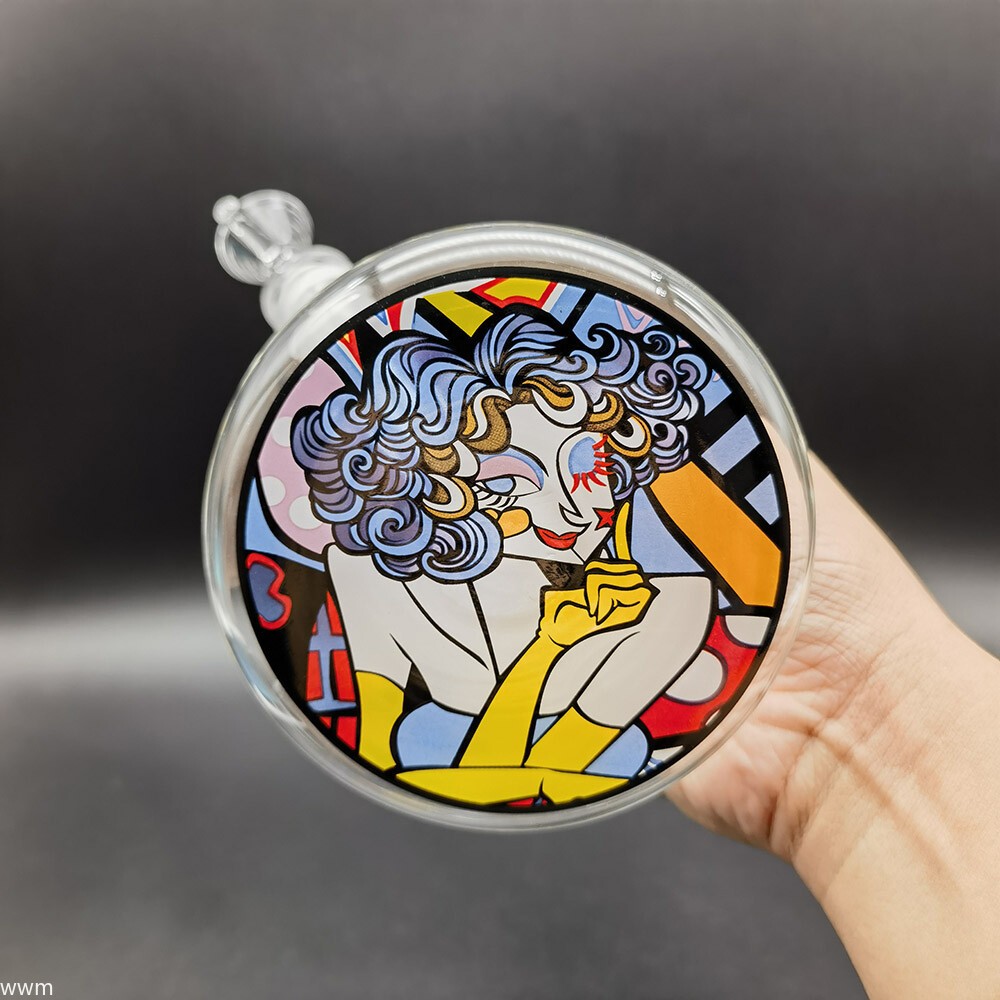 10 Inch Printed Clear Glass Bong Water Pipe Smoking Shisha Hookah with Bowl