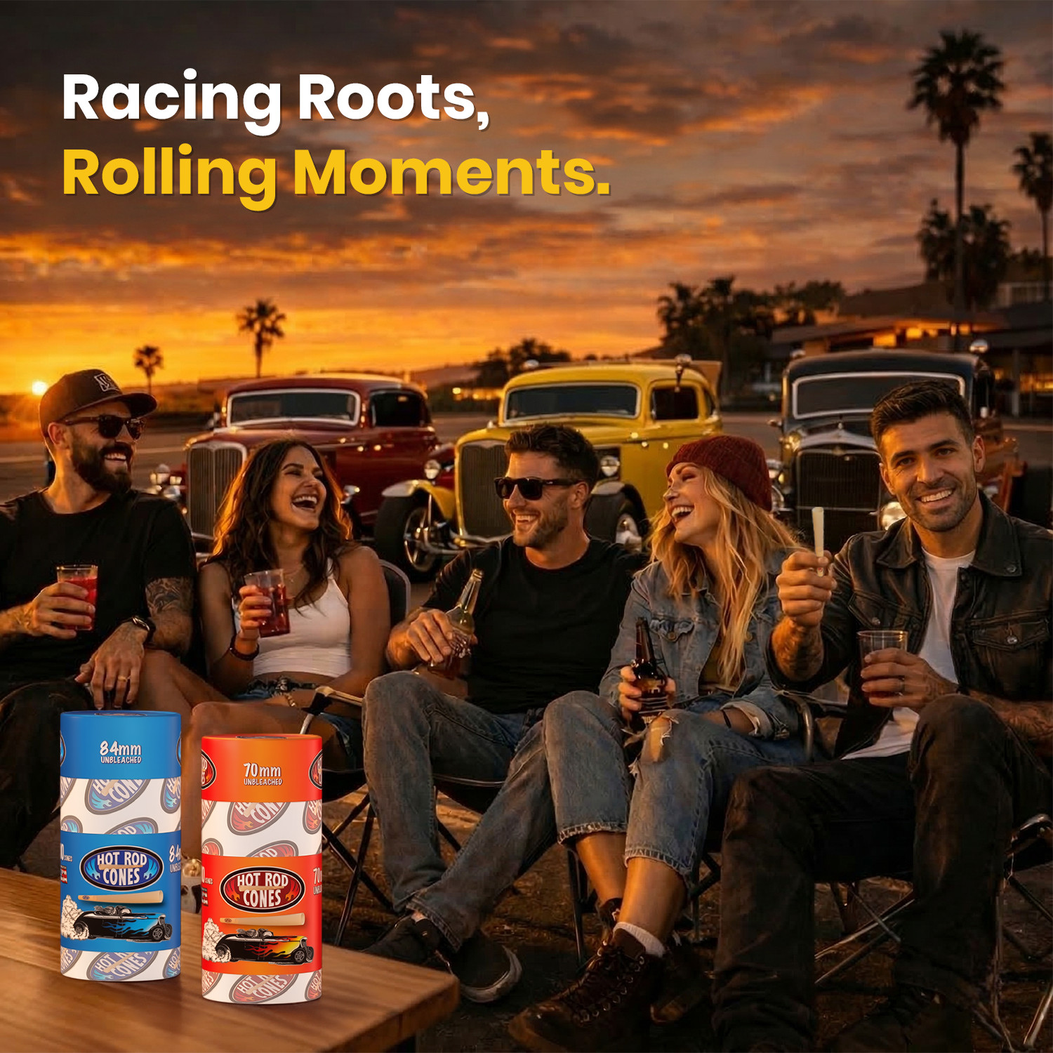 Hotrod Pre Rolled Cones Unbleached 50 CT – 84 mm Rolling Paper Cones W Tips