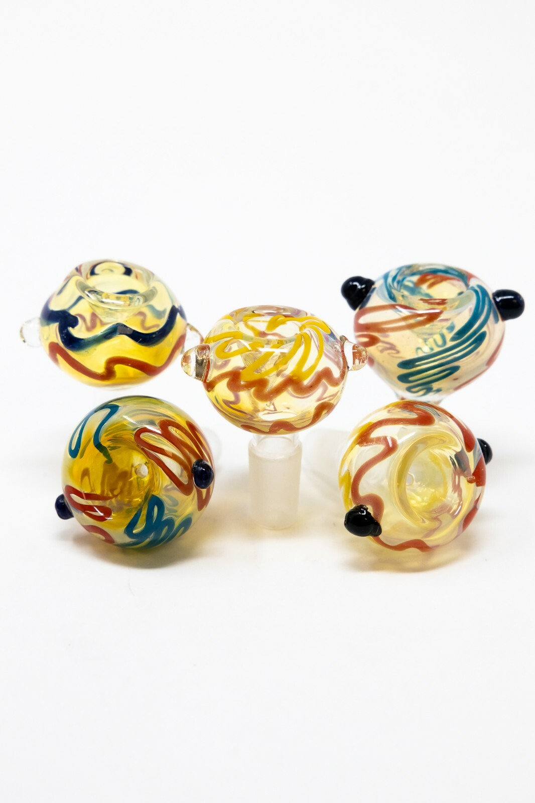 14MM Fumed Swirl Thick Glass Tobacco Hookah Water Pipe Bong Bowl – 10 Pc Set