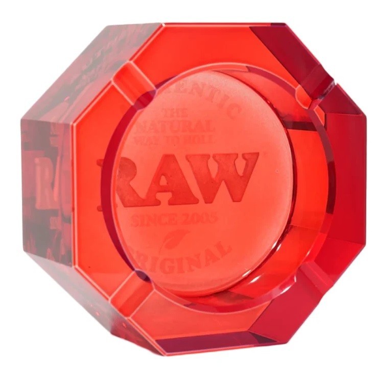 RAW Rolling Papers Heavy RED Crystal – Ashtray – Premium & Durable Thick Glass