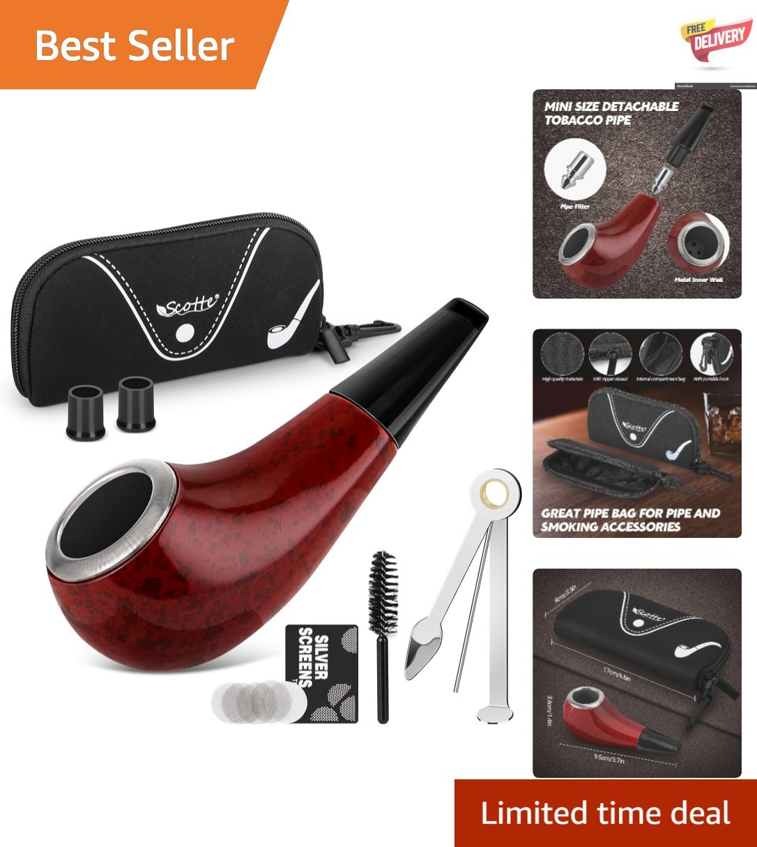Stylish Cone-Shaped Compact Pipe – High-Quality Red Resin Smoking Accessory
