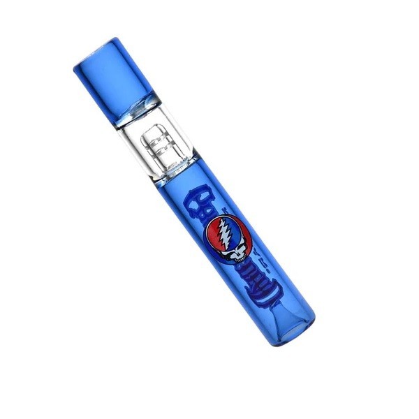 Grateful Dead Glass Chillum | Built-In Ash Catcher | 4″