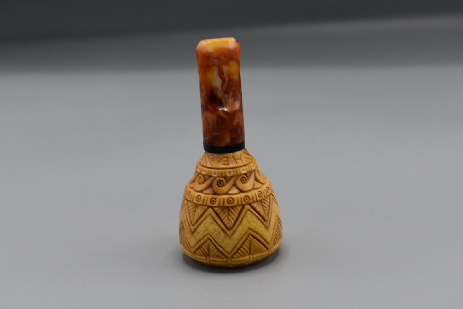 Ornate BLOCK MEERSCHAUM CIGAR HOLDER HANDMADE 24 MM ,58-60 Ring Size W Case#352