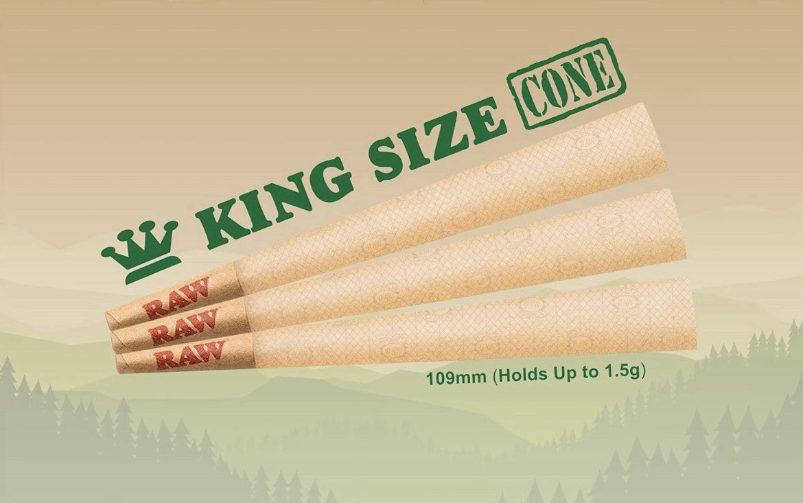 RAW cone Classic King Size Pre-Rolled Cones(100 packs)+safety lock tube