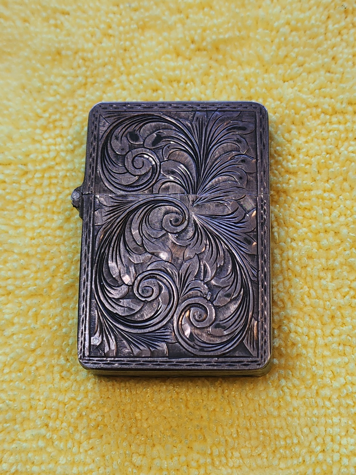800 Silver Engraved Case W/ Zippo Insert Floral Pattern Xlnt Italy