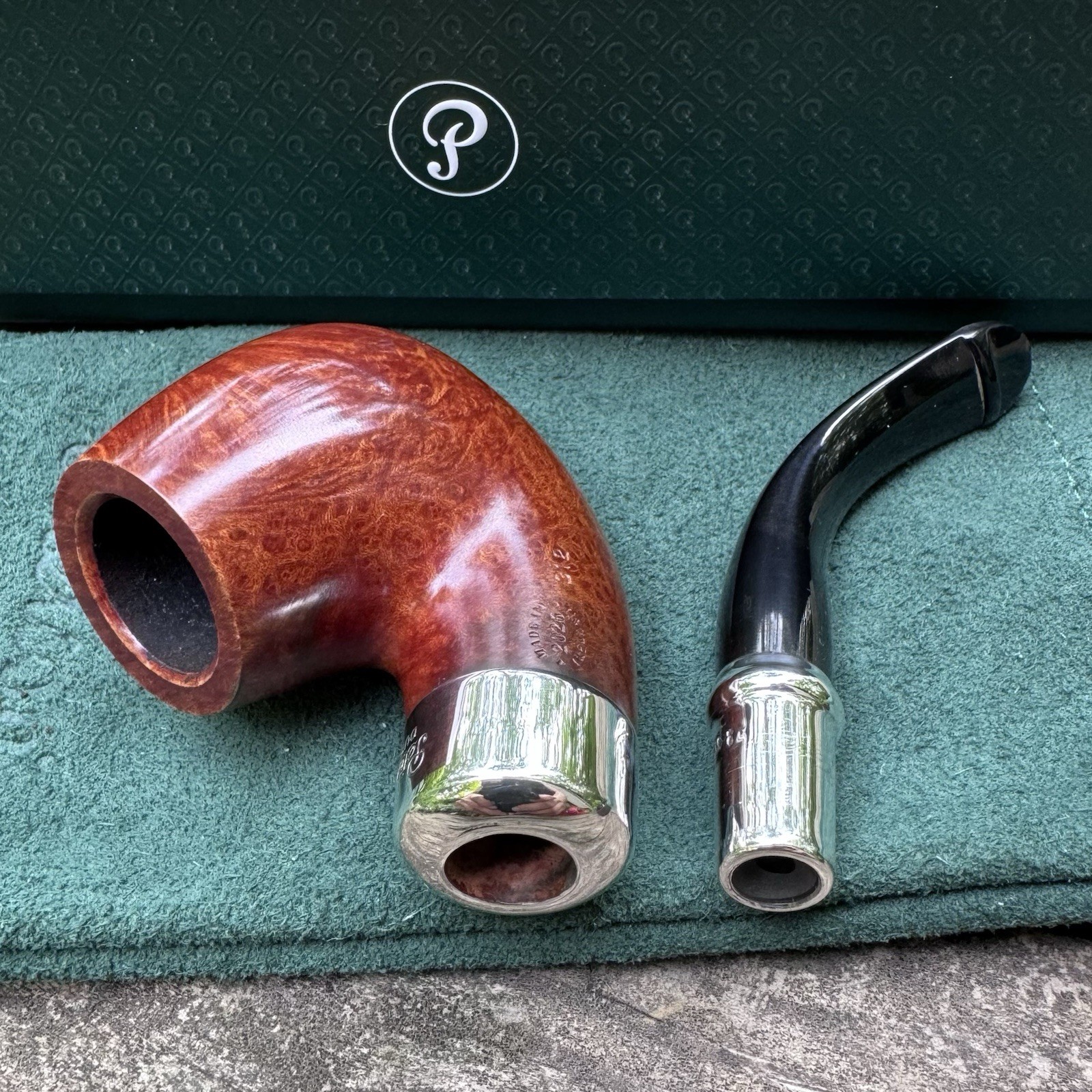 Peterson System Spigot Smooth Bent Billiard (312) P-Lip Pipe Sterling Silver New
