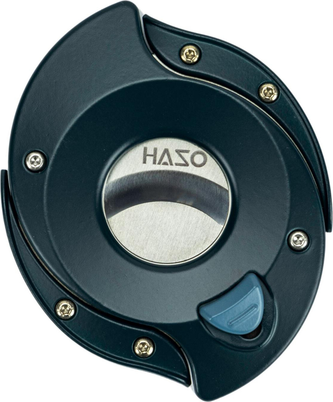 CREDO HAZO ONE-HANDED CIGAR CUTTER STAINLESS STEEL / GREEN / RING GAUGE 56