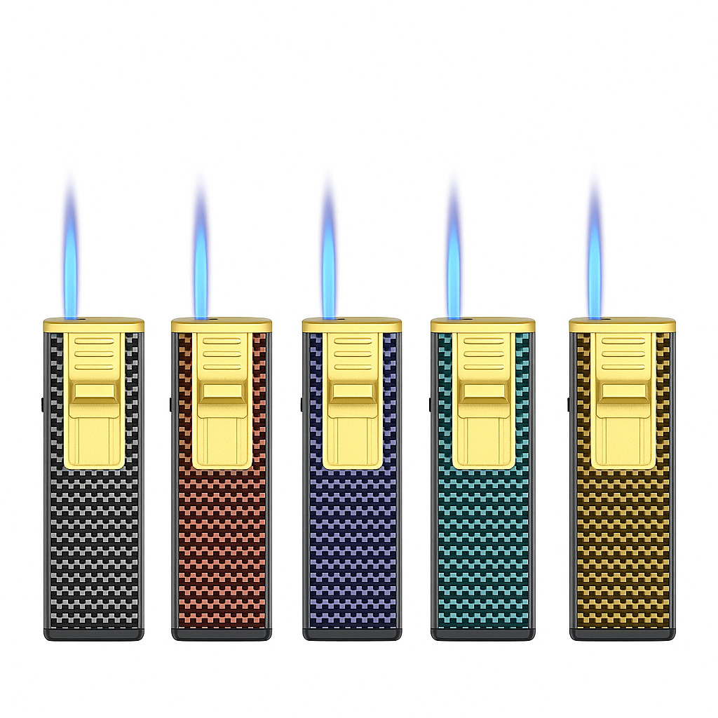 5 PACK Mini Cigar Lighter Windproof Blue Flame Jet Torch Lighters Refillable Gas