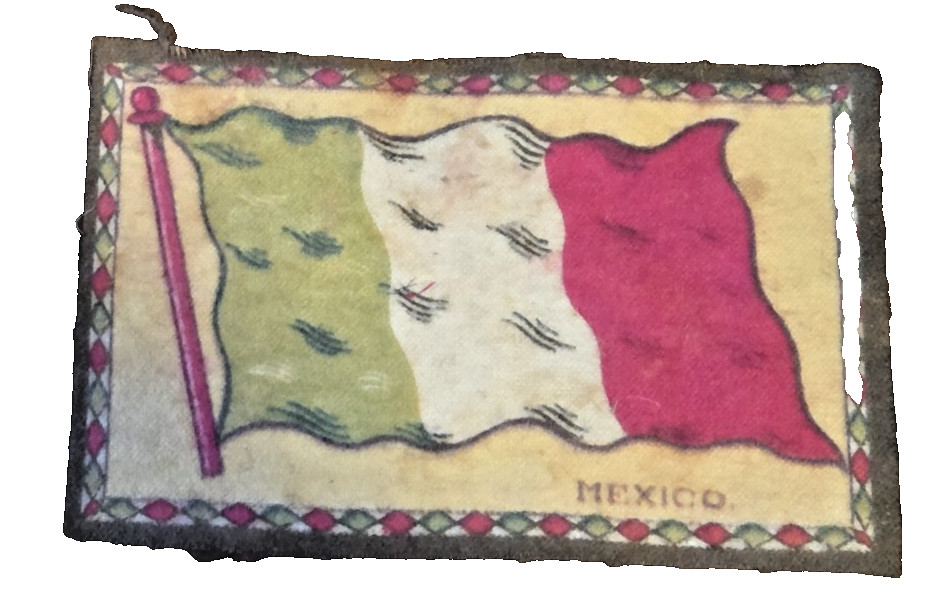 Vintage Early 1900’s Mexico Tobacco Felt Flag Approximately 5 1/2″ X 3 1/2″