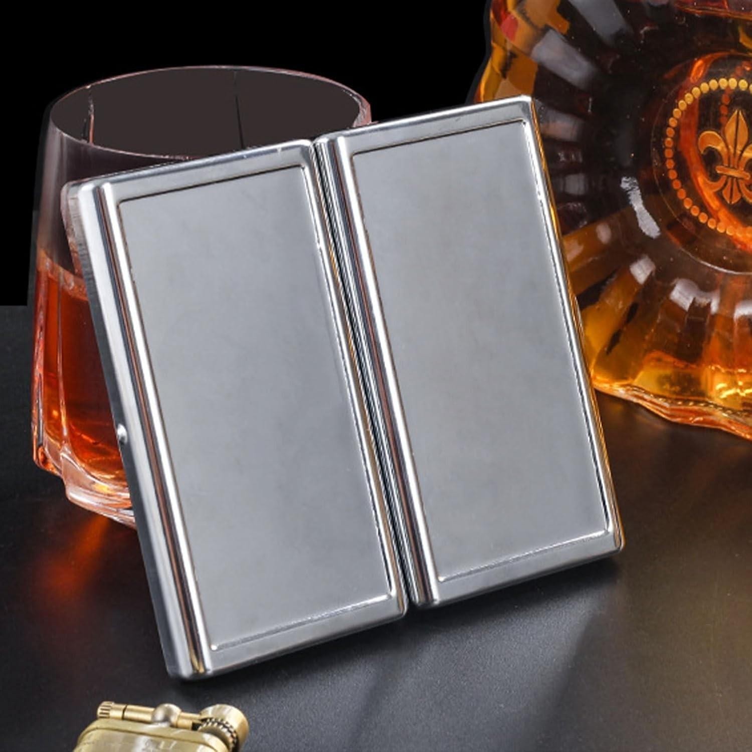 Cigarette Case Metal Holder for Regular King and 100’s(silverï¼ 100mm King Si..