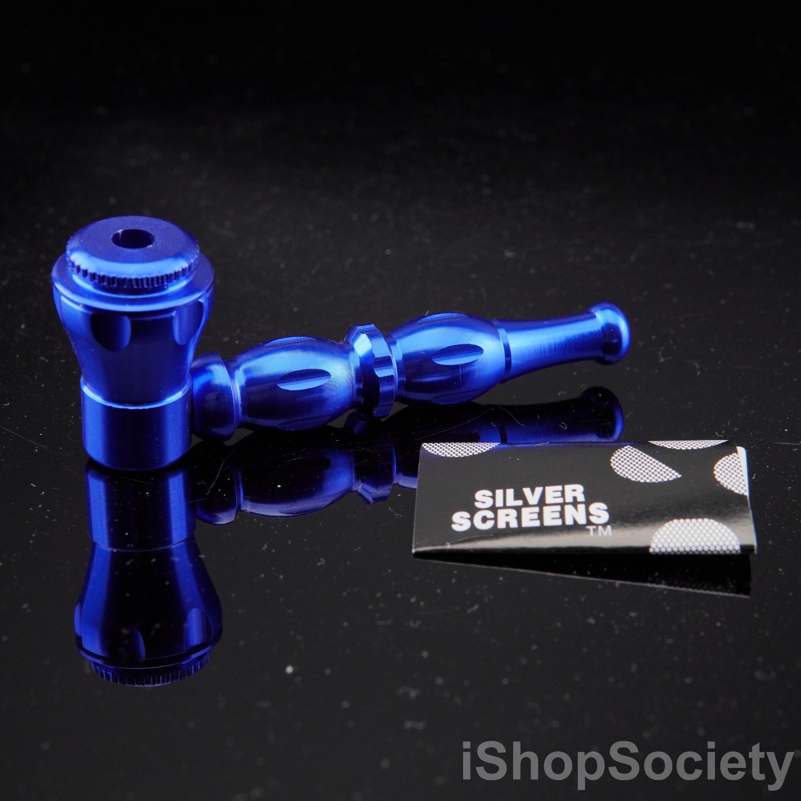 All Metal Blue Portable Smoking Pipe w/ Lid Tobacco Pipe Metal Pipes – P797B