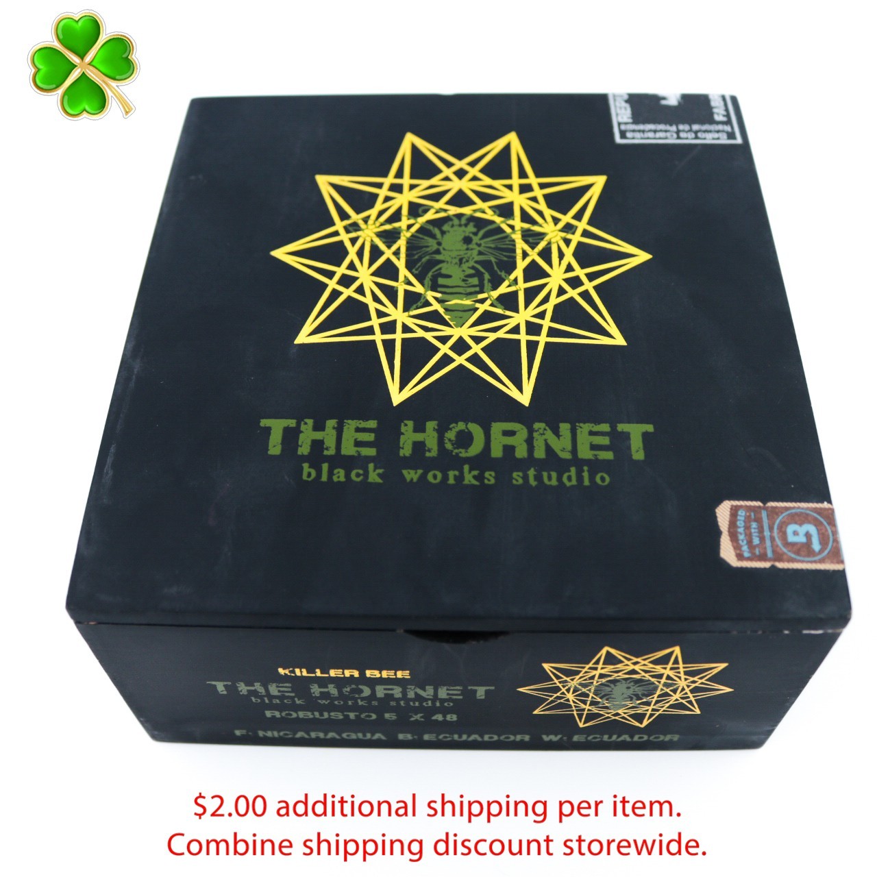 The Hornet Robusto Empty Wood Cigar Box 6.25″ x 6″ x 2.75″