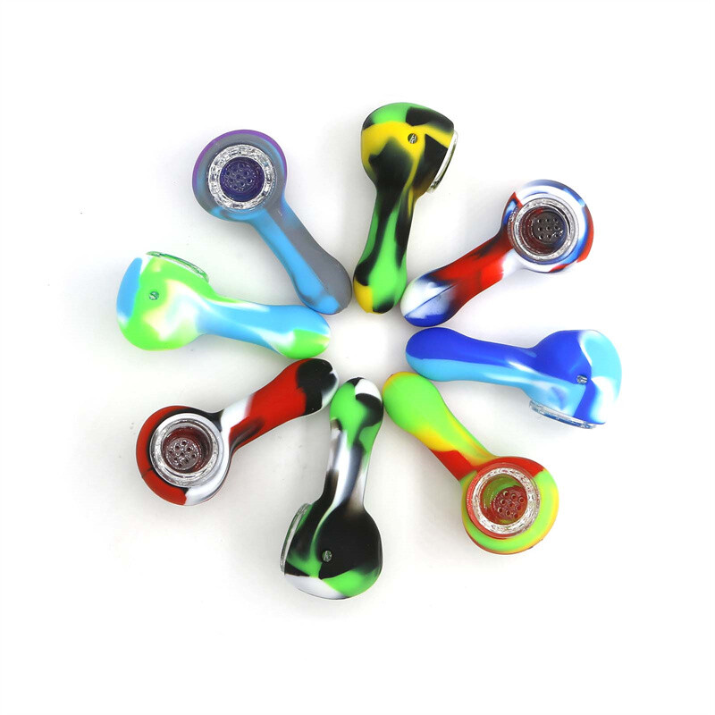 10PCS Wholesale Prices Random Color Mini Mix Silicone Tubing 9 Hole Glass Bowl