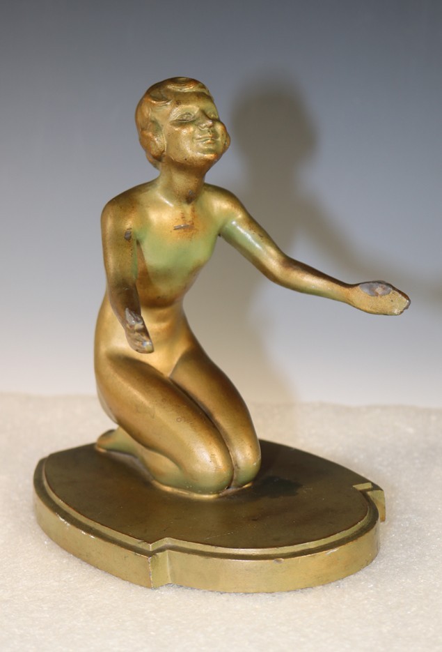ORIGINAL NUART NYC ART DECO SIGNED FIGURAL ASHTRAY MISSING TRAY – FRANKART ERA