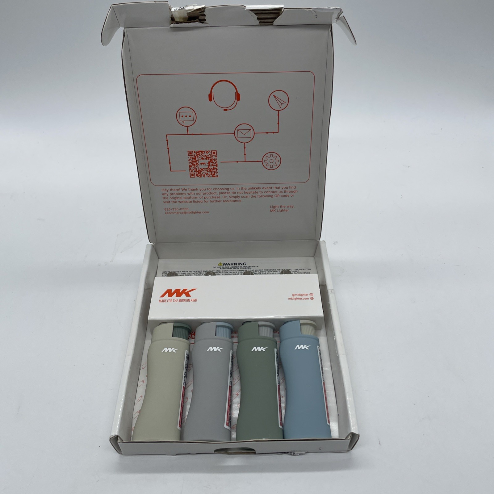 4-PACK MK Lighter Range Series, Pastel Set, Windproof Jet Refillable Butane