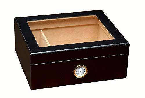 Prestige Import Group Chalet Glass Top Desktop Cigar Humidor with Hygrometer and