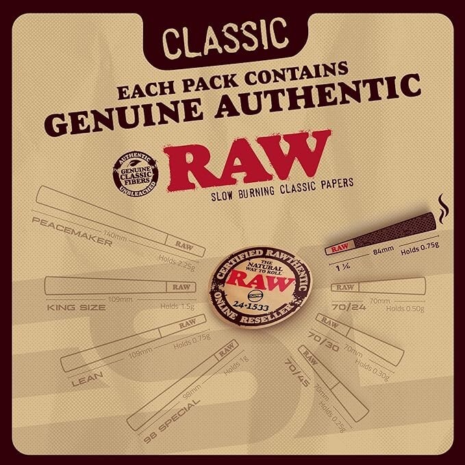 🍃😎🍃 24 X 1 1/4 RAW CLASSIC NATURAL UNREFINED ROLLING PAPERS🍃😎🍃