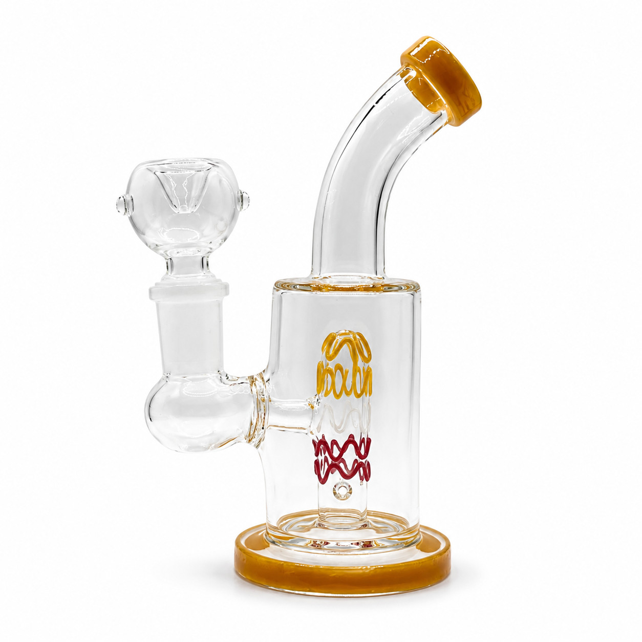 Clear Mini Glass Bong with Amber Accents – 6 Inch 14mm Bowl Water Pipe