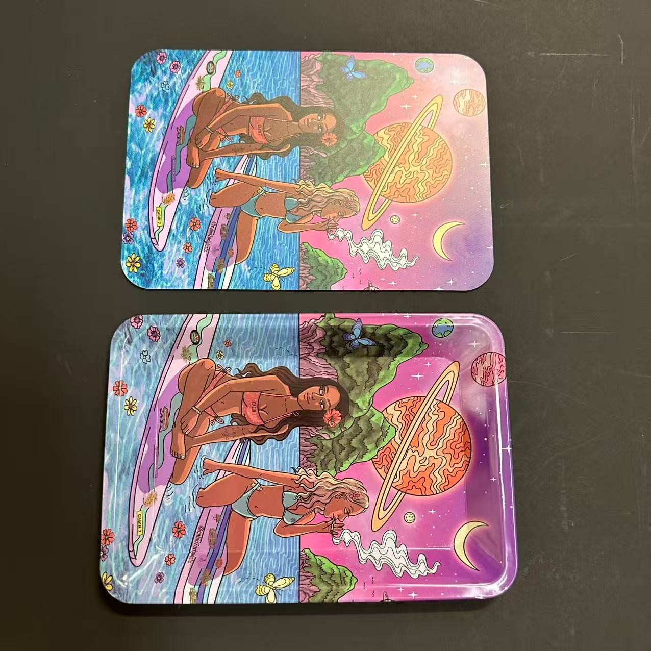 Small Metal Rolling Tray w/ PVC Soft Magnetic Lid | 7″ x 5″ Cute Decorative