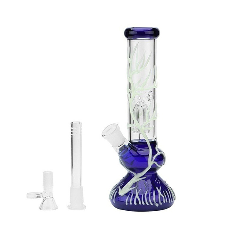 10″ Glow in the Dark Glass Bong Water Pipe Hookah Smoking Bong With Bowl