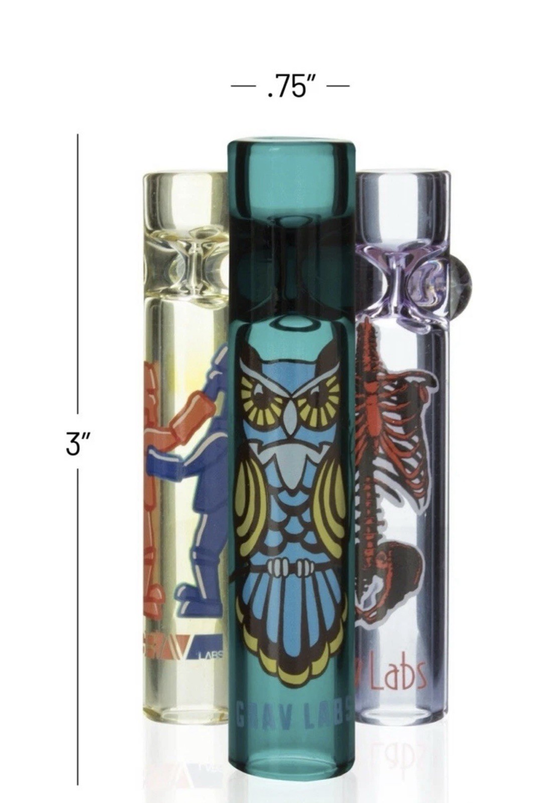 2 Pack Of GRAV 3″ Whimsical Taster Glass Pipes 16mm – Random Assorted Colors