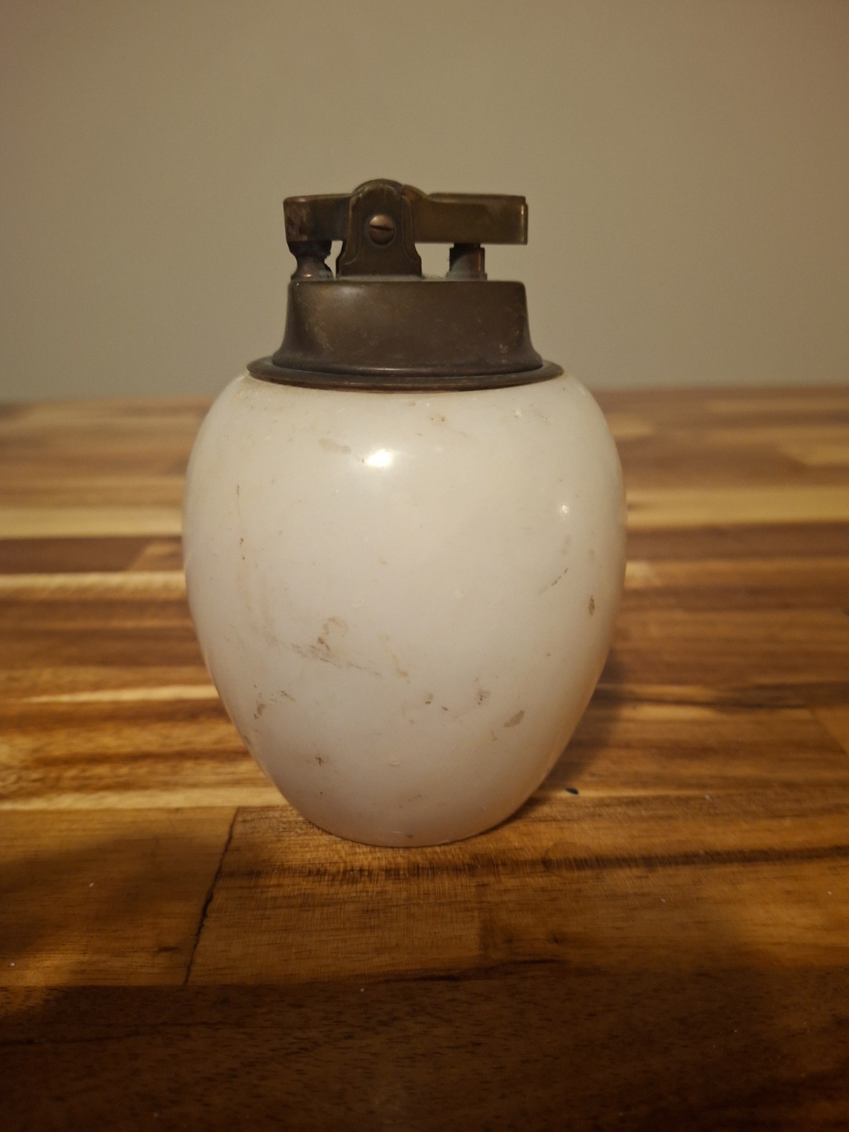 Vintage Marble Onyx Stone Alabaster Table Brass Lighter Paperweight SMC Japan