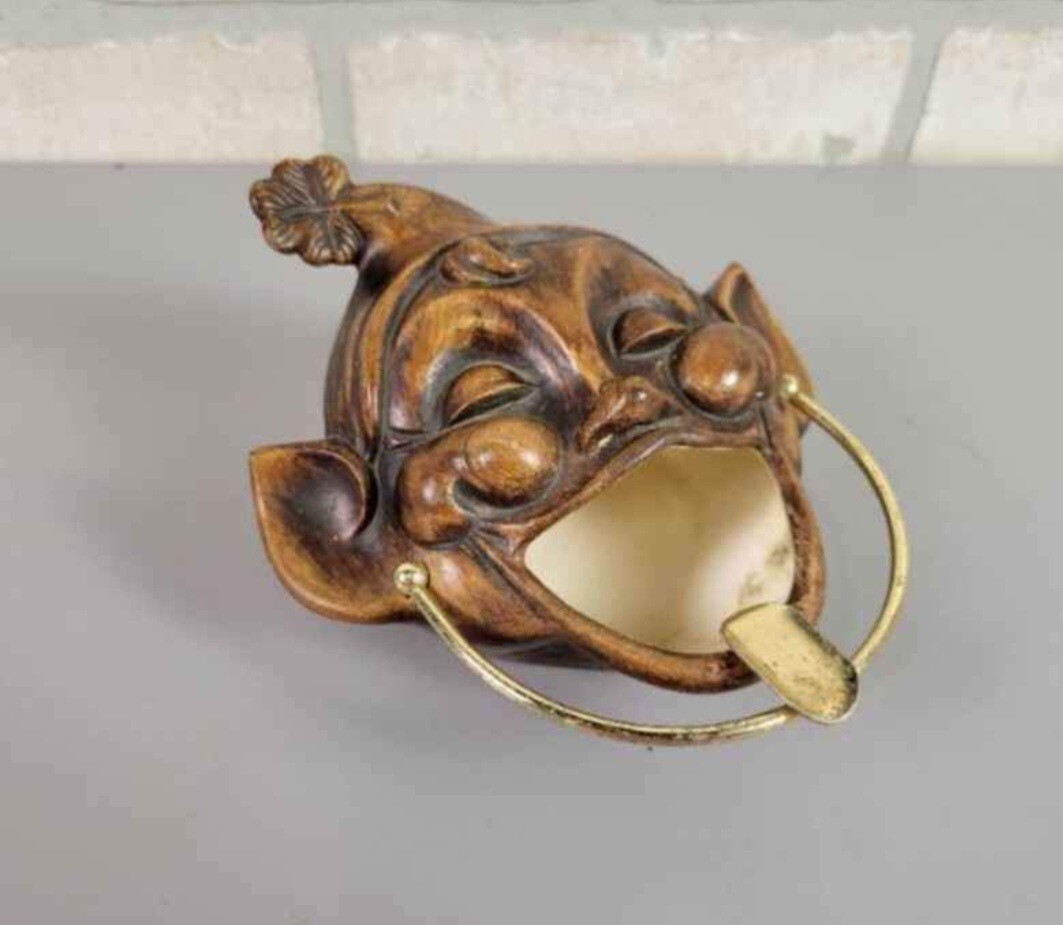 Kitschy Vintage 1950s Treasure Craft Elven Ceramic Ashtray Fantasy Elf Sprite