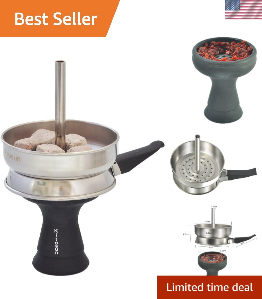 Compact Hookah Bowl Set: Black Silicone & Stainless Steel for Flavorful Smoking
