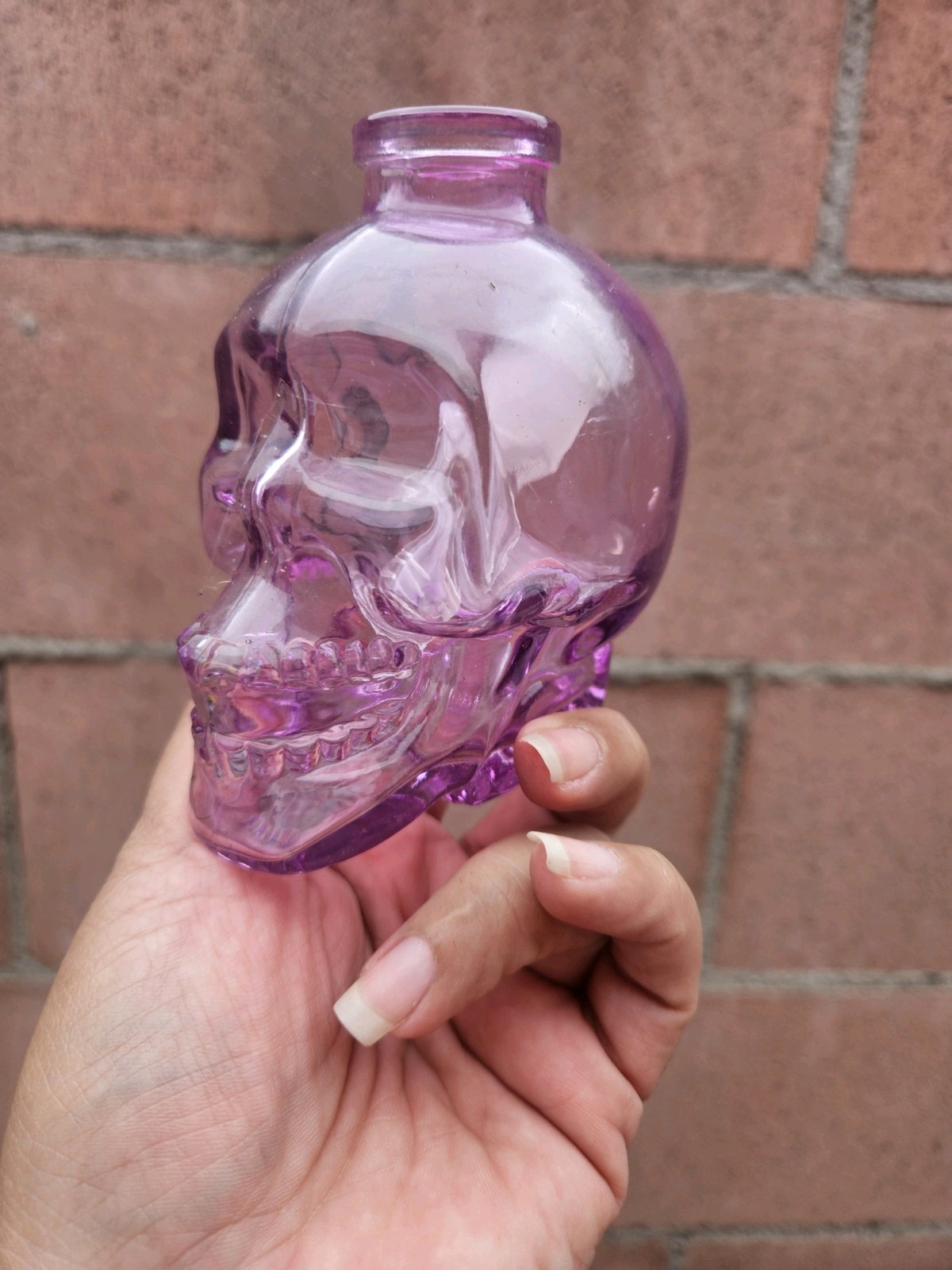 Mini Purple Skull Bong. Sturdy Glass Paired With A 18mm Downstem. Bowl Included.